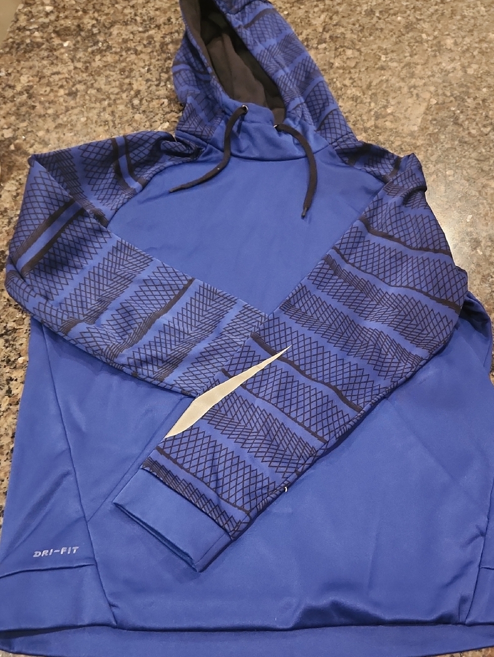 Nike Blue Patterned Sleeve Dri-FIT Hoodie